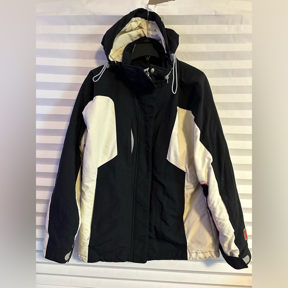 Alpine Design Women's Winter Snow Coat Black and white Removable Hood Sz L